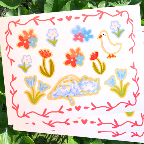 Cats & Birds | April 2026 Sticker Sheet