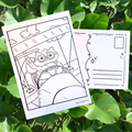 Fuzzy Pilot | Postcard | Cat Coloring Page