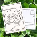 Sunday Driver | Postcard | Cat Coloring Page