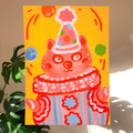 "Clown Cat" Juggling Cat Circus Art Print