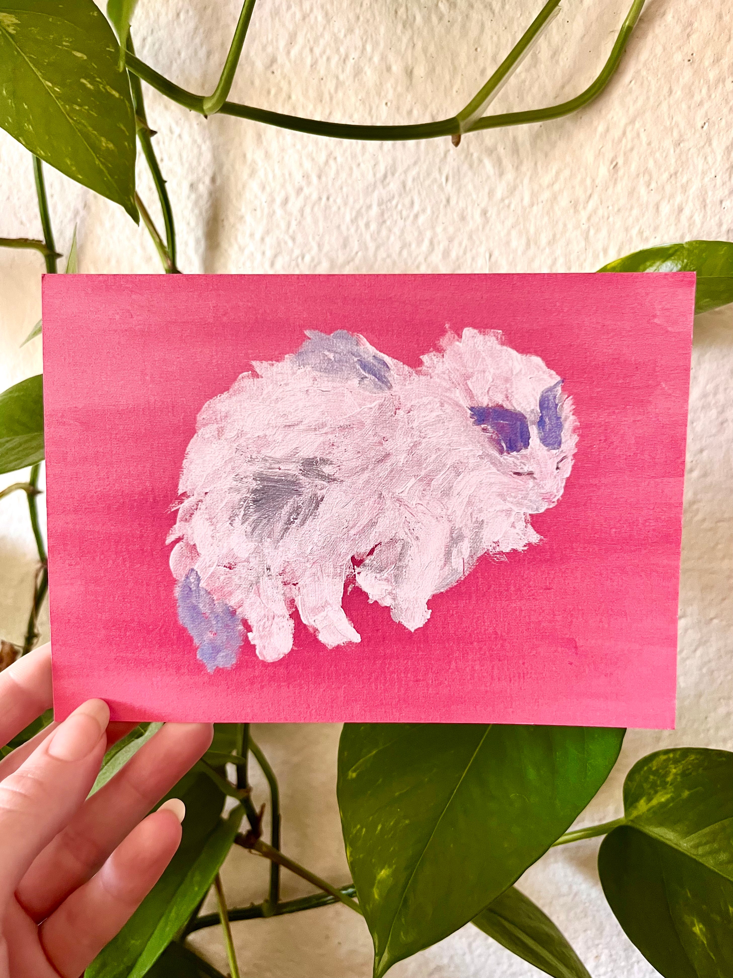 “Curly Q” Sleepy Cat Art Print
